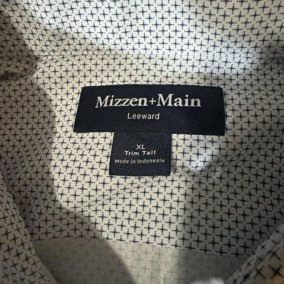 Mizzen+Main Shirt Mens XL Tall White Leeward Trim Fit LS Micro Print 1WS-1188 - Picture 5 of 9